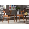 Elegant Fabric Upholstered Dining Armchair - Walnut Brown, Brown (Set of 2) - WI-RT355-CHR