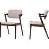 Elegant Fabric Upholstered Dining Armchair - Light Gray, Walnut Brown (Set of 2) - WI-RT355-CHR-GRAY