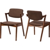 Elegant Fabric Upholstered Dining Armchair - Walnut Brown, Brown (Set of 2) - WI-RT355-CHR
