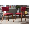 Monaco Upholstered Dining Side Chair - Dark Walnut, Red (Set of 2) - WI-RT361-OCC-RED