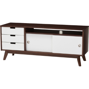 Alphard 3 Drawers TV Cabinet - Dark Walnut, White 