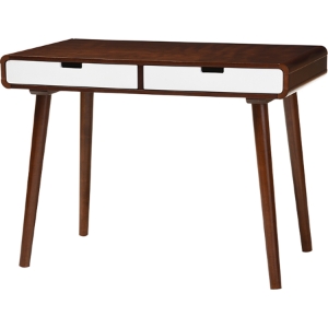 Casarano 2 Drawers Home Office Writing Desk - Dark Walnut, White 