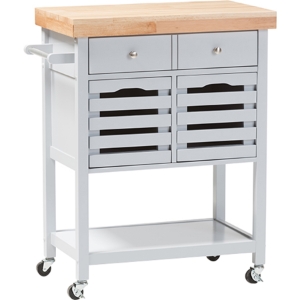 Jaden Wheeled Shelf - 2 Drawers, Light Gray 