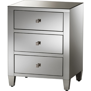 Rosalind 3 Drawers Nightstand - Silver Mirrored (Set of 2) 