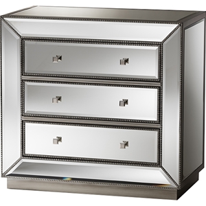 Edeline 3 Drawers Chest - Silver Mirrored (Set of 2) 