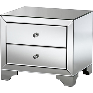 Farrah 2 Drawers Nightstand - Silver Mirrored (Set of 2) 