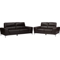 Lambton 2-Piece Faux Leather Sofa Set - Dark Brown
