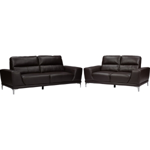 Lambton 2-Piece Faux Leather Sofa Set - Dark Brown 