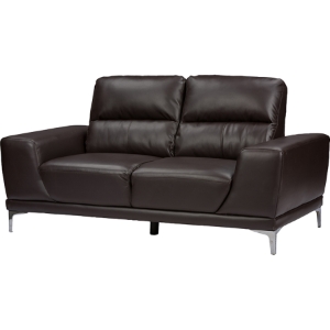 Lambton Faux Leather Loveseat - Dark Brown 