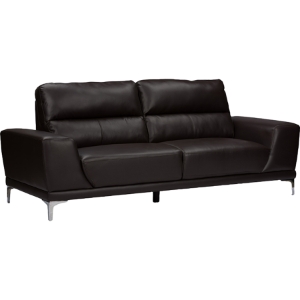 Lambton Faux Leather Sofa - Dark Brown 