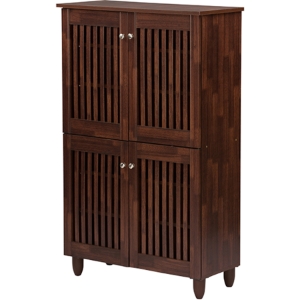 Fernanda 4 Doors Tall Entryway Shoes Storage - Brown 