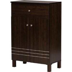 Felda 1 Drawer Shoes Cabinet - 2 Doors, Dark Brown 