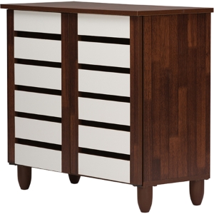 Gisela 2 Doors Shoe Cabinet - Oak and White 