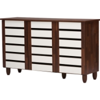 Gisela 3 Doors Shoe Cabinet - Oak and White