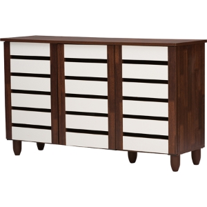 Gisela 3 Doors Shoe Cabinet - Oak and White 