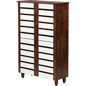 Gisela 4 Doors Shoe Cabinet - Oak and White 