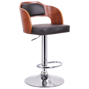 Sitka Adjustable Swivel Bar Stool - Molded Plywood, Black Seat 