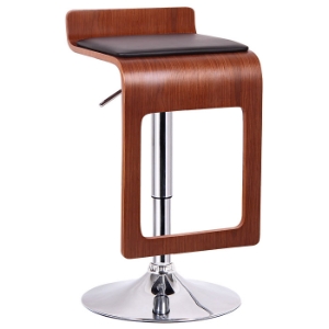 Murl Swivel Bar Stool - Walnut, Black Seat, Low Back 