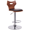 Amery Swivel Bar Stool - Geometric Backrest, Black Seat - WI-SD-2172-WALNUT-BLACK-PSTL