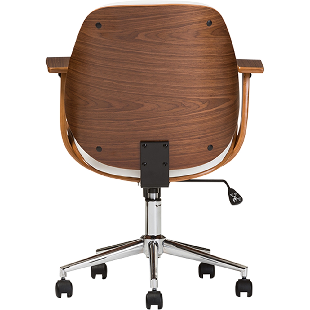 Rathburn Swivel Office Chair - White, Walnut Brown | DCG Stores