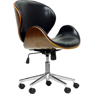 Bruce Swivel Office Chair - Walnut and Black 