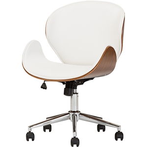 Bruce Swivel Office Chair - White, Walnut 