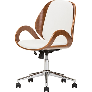 Watson Swivel Office Chair - White, Walnut 