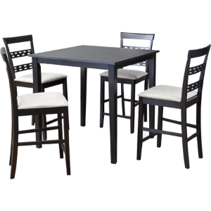 Seville 5-Piece Counter Dining Set - Beige, Dark Brown 