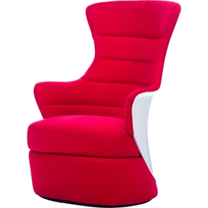 Conundrum Contemporary Armchair - Red Fabric, White Plastic 