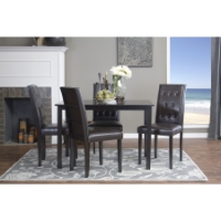Somerset 5-Piece Dining Set - Button Tufted, Dark Brown