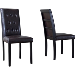 Somerset Dining Chair - Button Tufted, Dark Brown (Set of 2) 