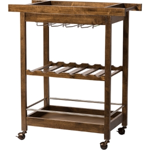 Hannah Serving Bar Cart - Wine Rack, Brown 
