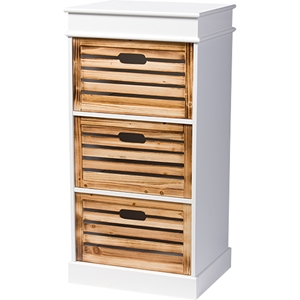 Rochefort 3 Drawers Storage Cabinet - Antique White, Natural 