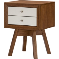 Warwick 2 Drawers Nightstand - Walnut, White