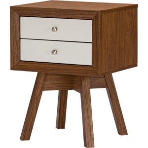 Warwick 2 Drawers Nightstand - Walnut, White 