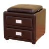 Jenelle Dark Brown Leather Storage Ottoman - WI-ST-36-DARK-BROWN