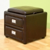Jenelle Dark Brown Leather Storage Ottoman - WI-ST-36-DARK-BROWN