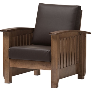 Charlotte Faux Leather Lounge Chair - Walnut Brown, Dark Brown 