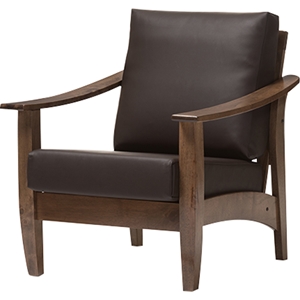 Pierce Faux Leather Lounge Chair - Dark Brown, Walnut Brown 