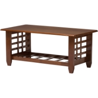 Larissa Rectangular Coffee Table - 1 Shelf, Cherry Brown