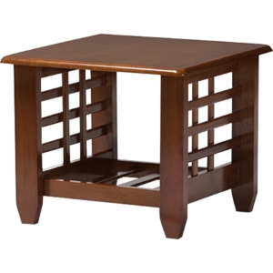 Larissa Square End Table - 1 Shelf, Cherry Brown 