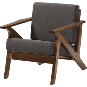 Cayla Living Room Lounge Chair - Gray, Walnut Brown 