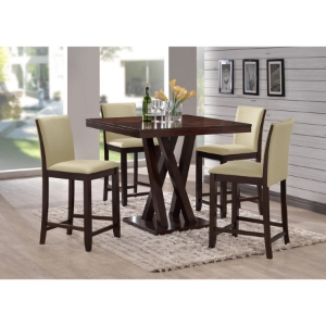 Everdon 5-Piece Pub Table Set - Dark Brown, Brown 