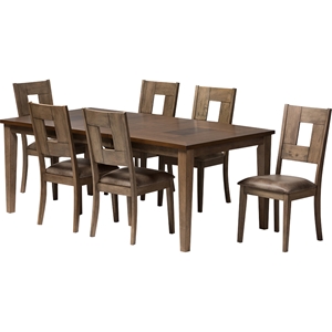 Gillian 7-Piece Extendable Dining Set - Brown, Weathered Gray 