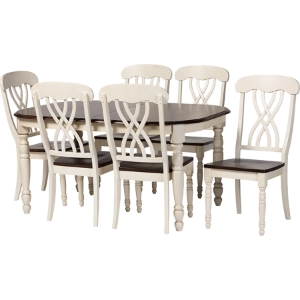 Newman 7-Piece Extendable Dining Set - Dark Oak, Butter Milk 