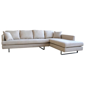 Off-White Microfiber Sectional with Chaise 