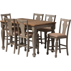 Arianna 7-Piece Counter Height Dining Set - Gray, Wheat Light Brown 