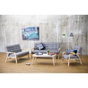 Timor 3-Piece Sofa Set - Button Tufted, Gray 