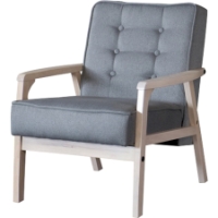 Timor Fabric Club Chair - Button Tufted, Gray