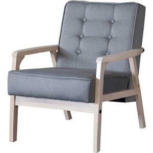 Timor Fabric Club Chair - Button Tufted, Gray 